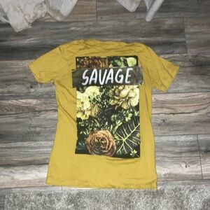 Yellow Graphic T-Shirt with Floral Design